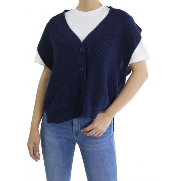 Cardigan con scollo a V con bottoni smanicato